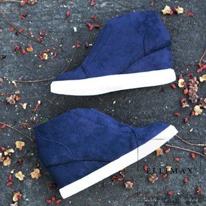 COPY - NEW🔥 Navy Elastic Sneaker Platform Wedge Heel Zip